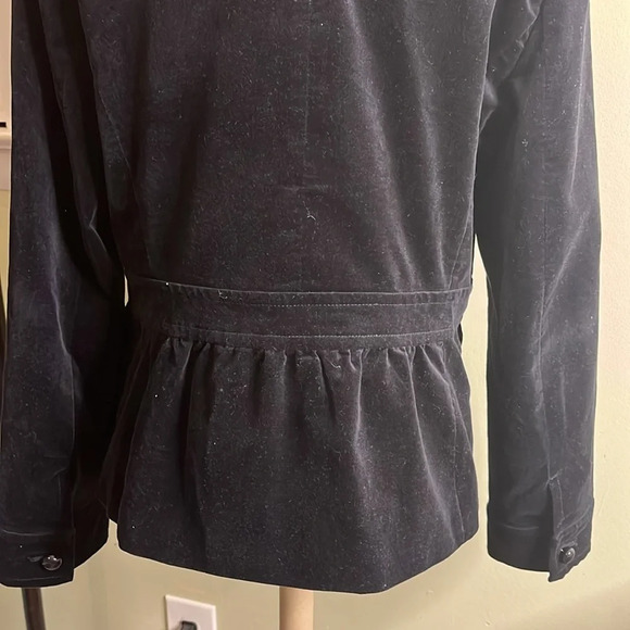Talbots Velvet Black Ruffle Accent back Long Sleeve bubble buttons Blazer Jacket - Picture 17 of 17